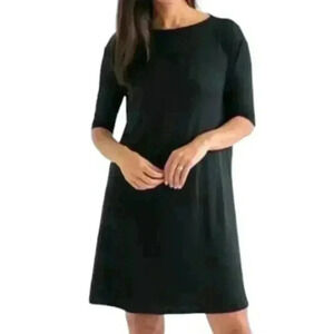 Sotela Jersey Swing Dress Black Modal Blend Boat Neck Relaxed Women's size Small